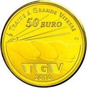 50 Euros Lille Europe Railway Station ; gold, France, 2010 reverse image