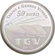 50 Euros Lille Europe Railway Station ; silver, France, 2010 reverse image