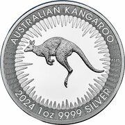 1 Dollar - Charles III 1st Portrait - Australian Kangaroo - Silver Proof, Australia, 2024 reverse image