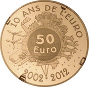 50 Euros 10 Years of Euros Cash, France, 2012 reverse image