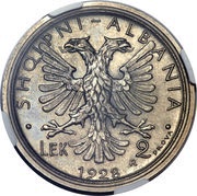 2 Lek Zog; Prova obverse image