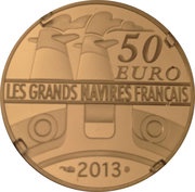 50 Euros The Amazone ; gold, France, 2013 reverse image