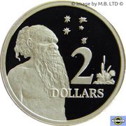 2 Dollars - Elizabeth II 3rd Portrait - Masterpieces in Silver Proof, Australia, 1988-1991 reverse image