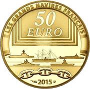 50 Euros Le Colbert, gold, France, 2015 reverse image