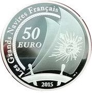 50 Euros Soleil Royal, silver, France, 2015 reverse image