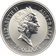 2 Dollars - Elizabeth II 3rd Portrait - Australian Kookaburra obverse image