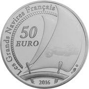 50 Euros The Belem ; silver, France, 2016 reverse image