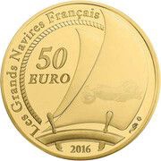 50 Euros The Belem, France, 2016 reverse image
