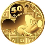 50 Euros Mickey Mouse; Through the Ages, France, 2016 reverse image