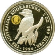 2 Dollars - Elizabeth II 3rd Portrait - Australian Kookaburra - Sovereign of King George V, Australia, 1994 reverse image