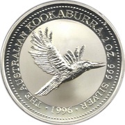 2 Dollars - Elizabeth II 3rd Portrait - Australian Kookaburra, Australia, 1995-1996 reverse image