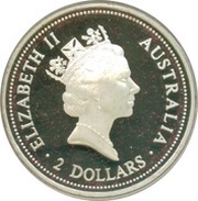 2 Dollars - Elizabeth II 3rd Portrait - Australian Kookaburra - Spade Guinea obverse image