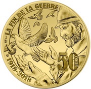 50 Euros Peace - The end of the War, France, 2018 reverse image