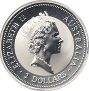 2 Dollars - Elizabeth II 3rd Portrait - Australian Kookaburra obverse image
