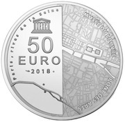 50 Euros Louvre; silver, France, 2018 reverse image