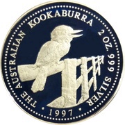 2 Dollars - Elizabeth II 3rd Portrait - Australian Kookaburra, Australia, 1997-1998 reverse image