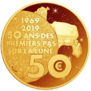 50 Euros First Step on the Moon, France, 2019 reverse image