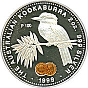 2 Dollars - Elizabeth II 4th Portrait - Australian Kookaburra, Australia, 1999 reverse image