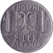 2 Lek - Victor Emmanuel III reverse image