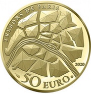 50 Euros or ¼ oz Les Champs-Elysées, France, 2020 reverse image