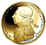 50 Euros Arrivée de La Fayette à Boston obverse image
