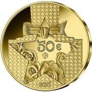 50 Euros Dior, gold, France, 2021 reverse image