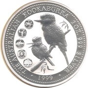 2 Dollars - Elizabeth II 4th Portrait - Australian Kookaburra, Australia, 1999 reverse image
