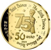 50 Euros The Little Prince on the Moon, France, 2021 reverse image