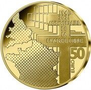 50 Euros De Gaulle - Churchill, France, 2021 reverse image