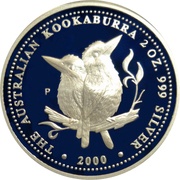 2 Dollars - Elizabeth II 4th Portrait - Australian Kookaburra, Australia, 2000 reverse image