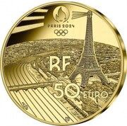 50 Euros JO 2024 Paris, Track cycling obverse image