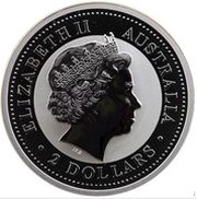2 Dollars - Elizabeth II 4th portrait - Year of the Dragon - Silver Bullion Coin obverse image