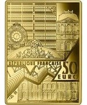 50 Euros Jeune fille qui souffle dans une pipe de verre obverse image