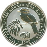 2 Dollars - Elizabeth II 4th Portrait - Australian Kookaburra - Byzantine Bronze coin, Australia, 2000 reverse image