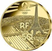 50 Euros JO 2024 Paris - Pole vault obverse image