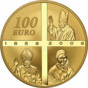 100 Euros Lourdes, France, 2008 reverse image