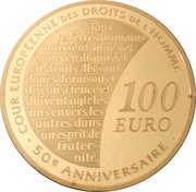 100 Euros Court of Human Rights, France, 2009 reverse image