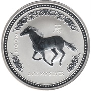 2 Dollars - Elizabeth II 4th Portrait - Year of the Horse - Silver Bullion Coin, Australia, 2002 reverse image