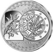 100 Euros 20th Anniversary of the Euro, silver, France, 2022 reverse image