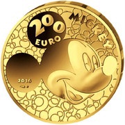 200 Euros Mickey Mouse; Through the Ages, France, 2016 reverse image