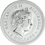 2 Dollars - Elizabeth II 4th Portrait - Year of the Monkey - Silver Bullion Coin obverse image