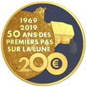 200 Euros First Step on the Moon, France, 2019 reverse image