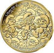 200 Euros The Smurfs together, France, 2020 reverse image