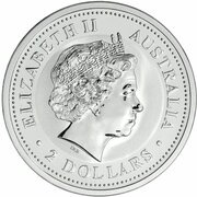 2 Dollars - Elizabeth II 4th Portrait - Year of the Rooster - Silver Bullion Coin obverse image