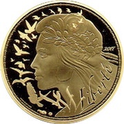 250 Euros Marianne liberty, France, 2017 reverse image