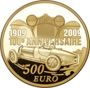 500 Euros Ettore Bugatti, France, 2009 reverse image