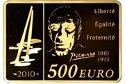 500 Euros Pablo Picasso, gold, France, 2010 reverse image