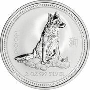 2 Dollars - Elizabeth II 4th Portrait - Year of the Dog - Silver Bullion Coin, Australia, 2006 reverse image