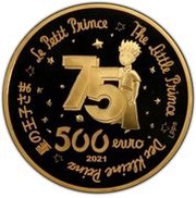 500 Euros The Little Prince on the Moon, France, 2021 reverse image