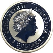 2 Dollars - Elizabeth II 4th Portrait - Australian Kookaburra - Silver Bullion Coin obverse image